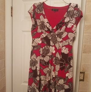 Sexy red, brown, and cream patterned A-line dress